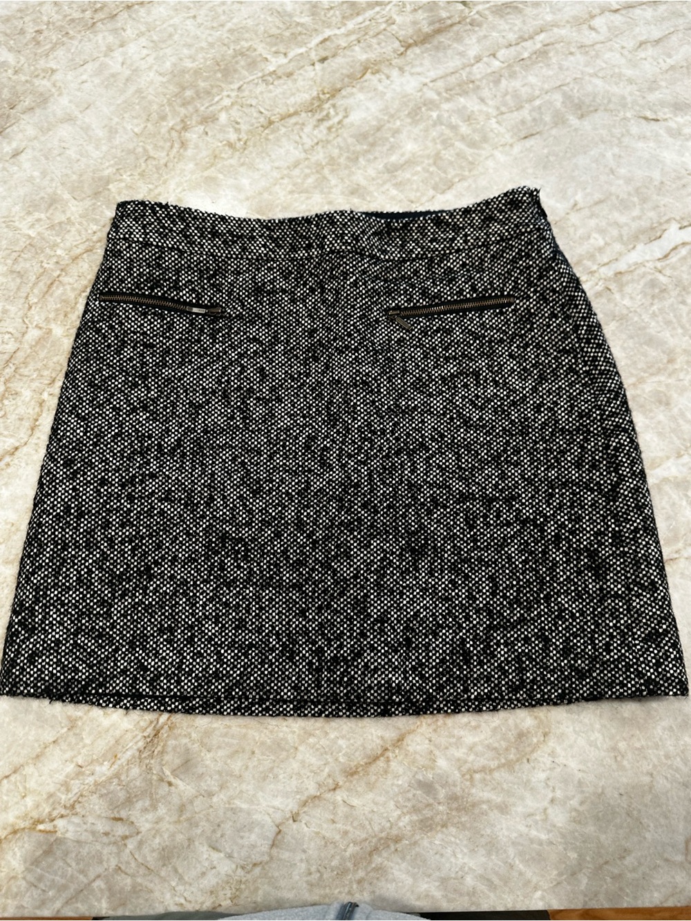 The Limited Black and White Tweed Mini Skirt with Zip Accents